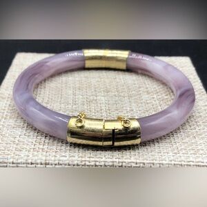 Jadeite Jade Bracelet - Vintage Handmade Bangle with Safety Clip